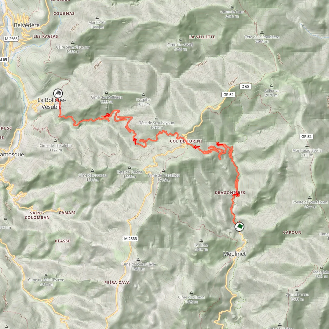 map of rally stage col de turini