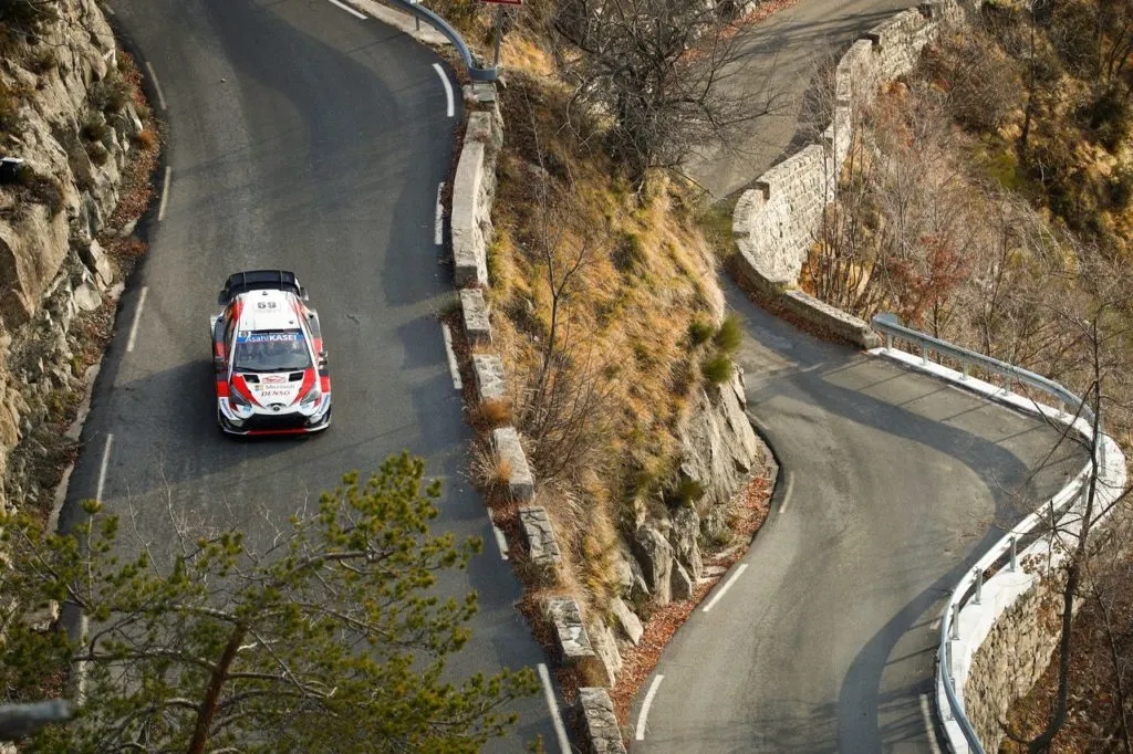 toyota yaris on a hair pin turn