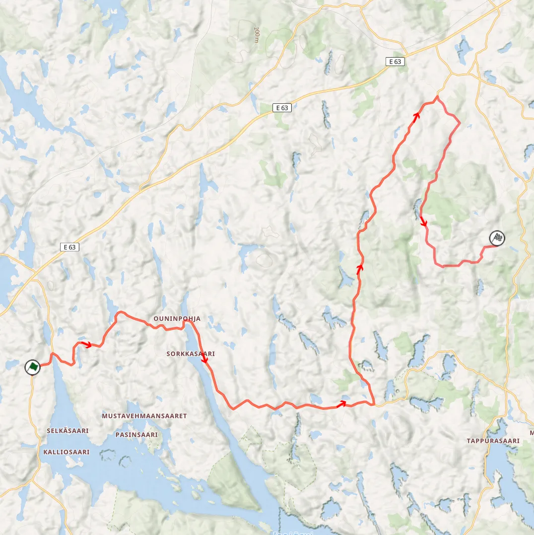 map of rally stage ouninpohja